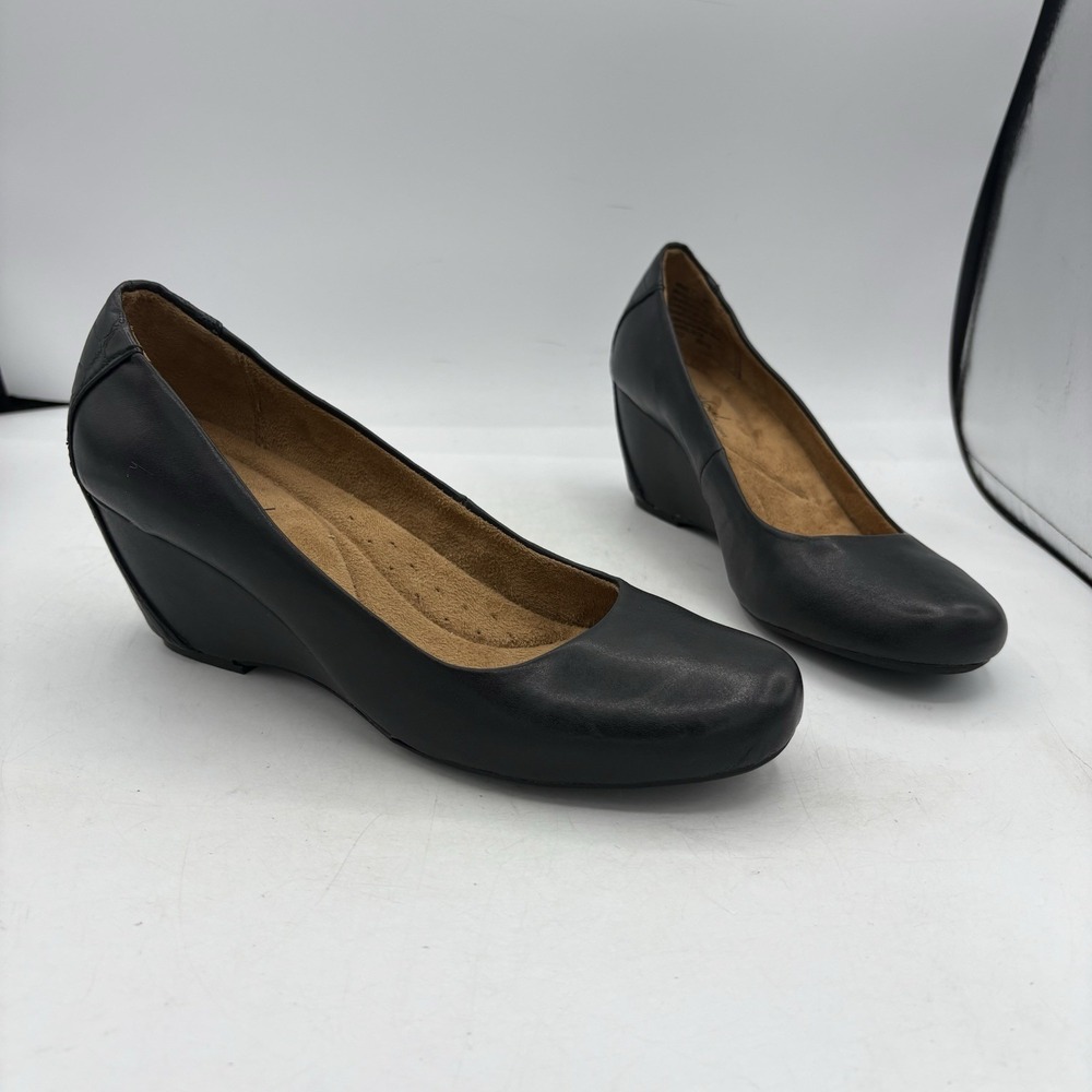 Naturalizer Natural Soul Shoes Womens Size 7.5‎ M Black Wedge Pump Heels